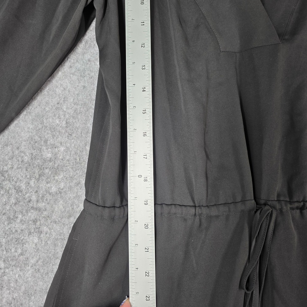 White House‎ Black Market Shift Dress Black Long Sleeve Drawstring LBD sz 4 WHBM - Picture 7 of 9